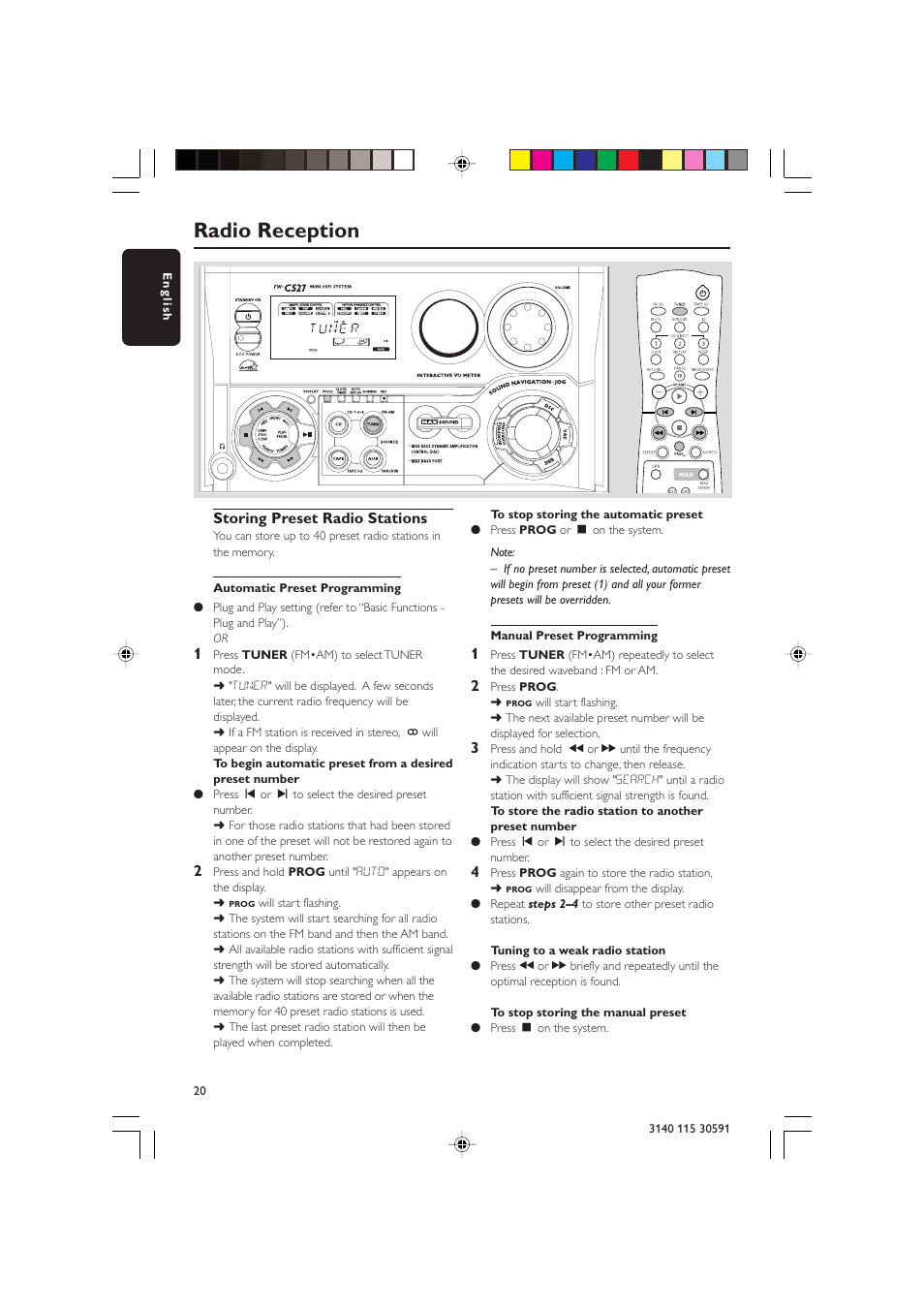 Radio reception | Philips FWC527/37 User Manual | Page 20 / 30