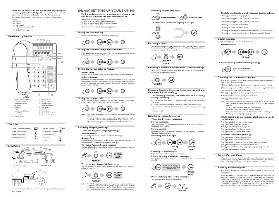 Philips SKIP 800 User Manual | 2 pages