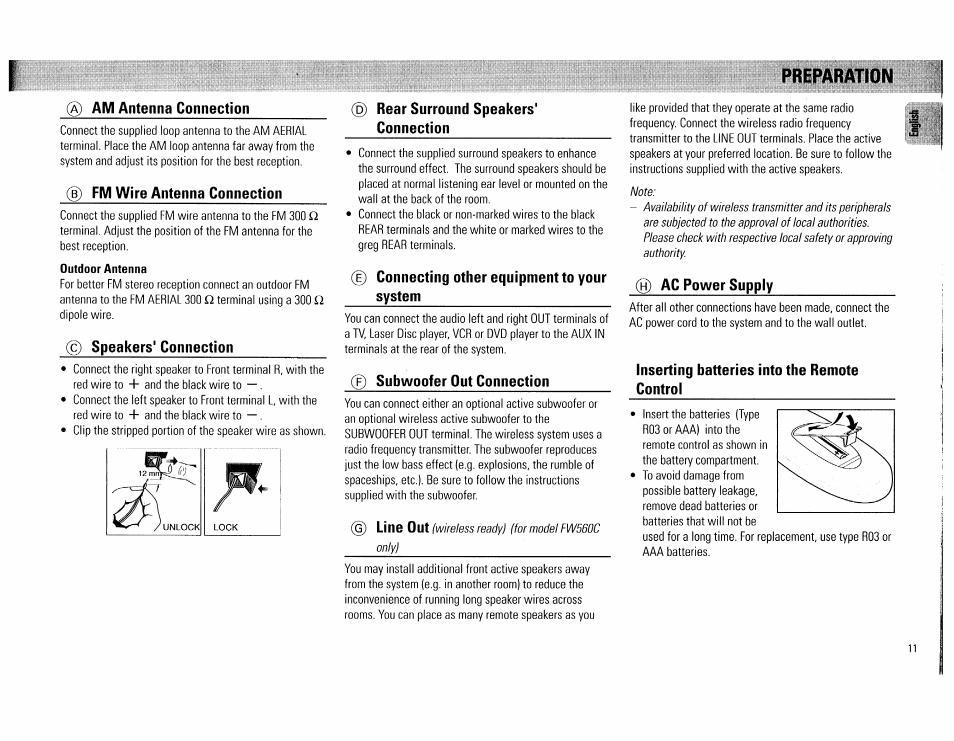 Preparation | Philips FW560C User Manual | Page 11 / 78