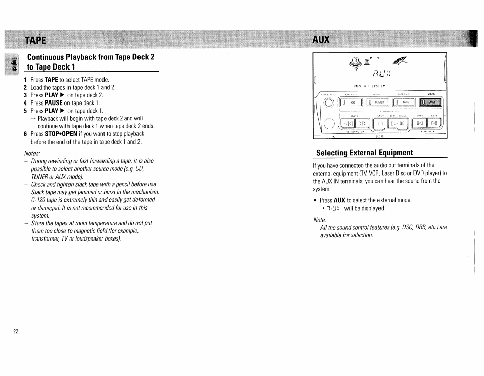 Selecting external equipment | Philips FW560C User Manual | Page 22 / 78