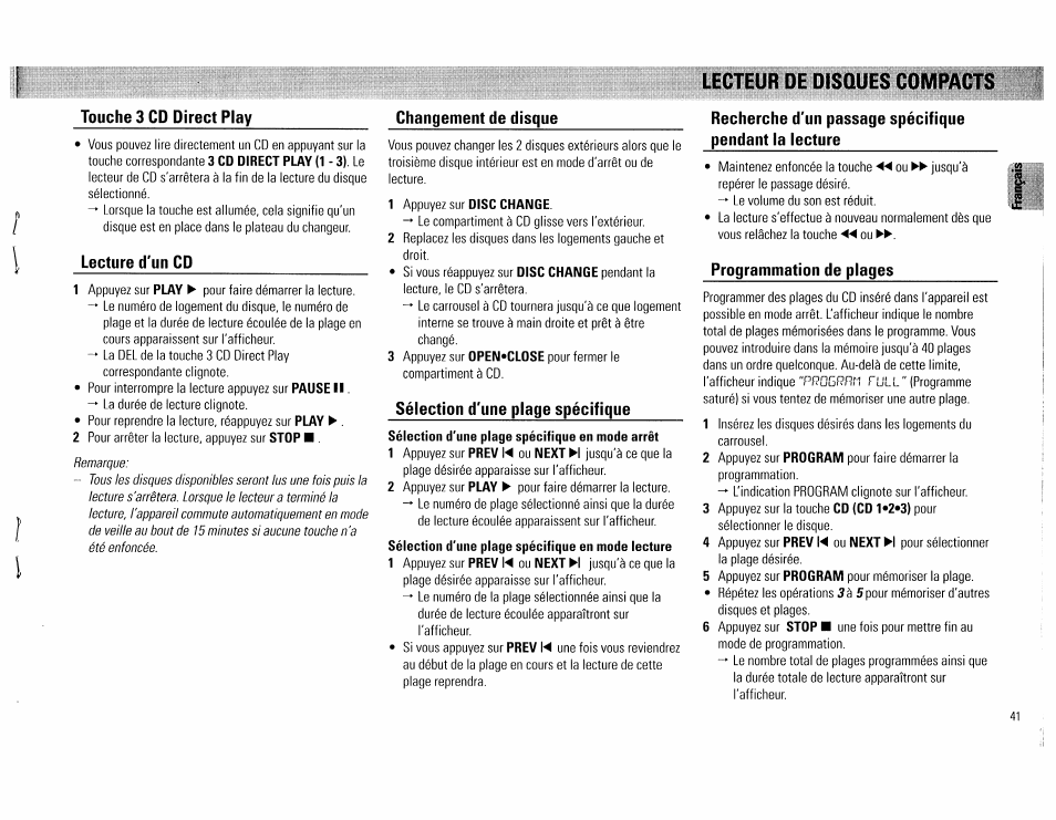 Lecteur de disques compacts | Philips FW560C User Manual | Page 41 / 78