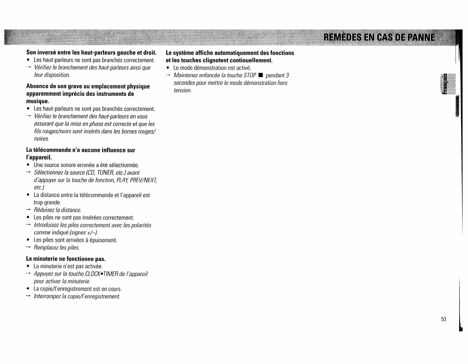 Remèdes en cas de pannl | Philips FW560C User Manual | Page 53 / 78