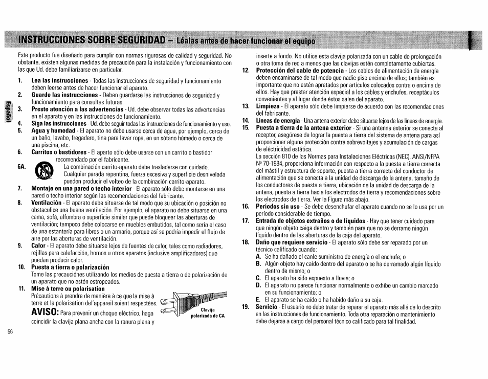 Aviso | Philips FW560C User Manual | Page 56 / 78