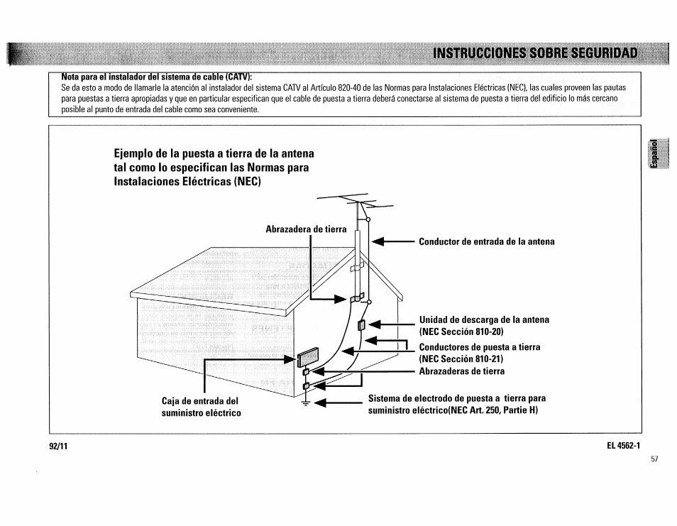 El 4562-1, Instrucciones sobre seguridad | Philips FW560C User Manual | Page 57 / 78