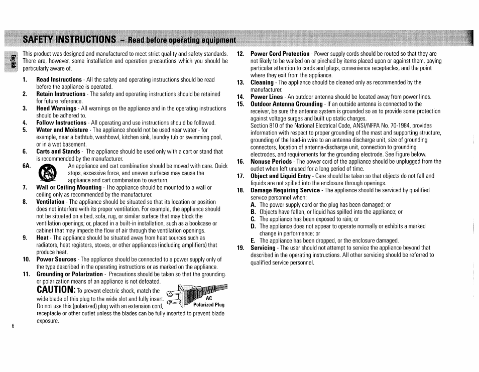 Caution | Philips FW560C User Manual | Page 6 / 78