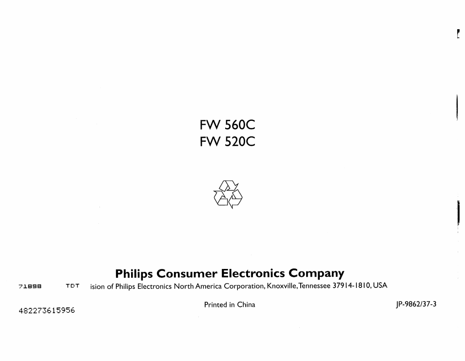 Philips consumer electronics company | Philips FW560C User Manual | Page 78 / 78