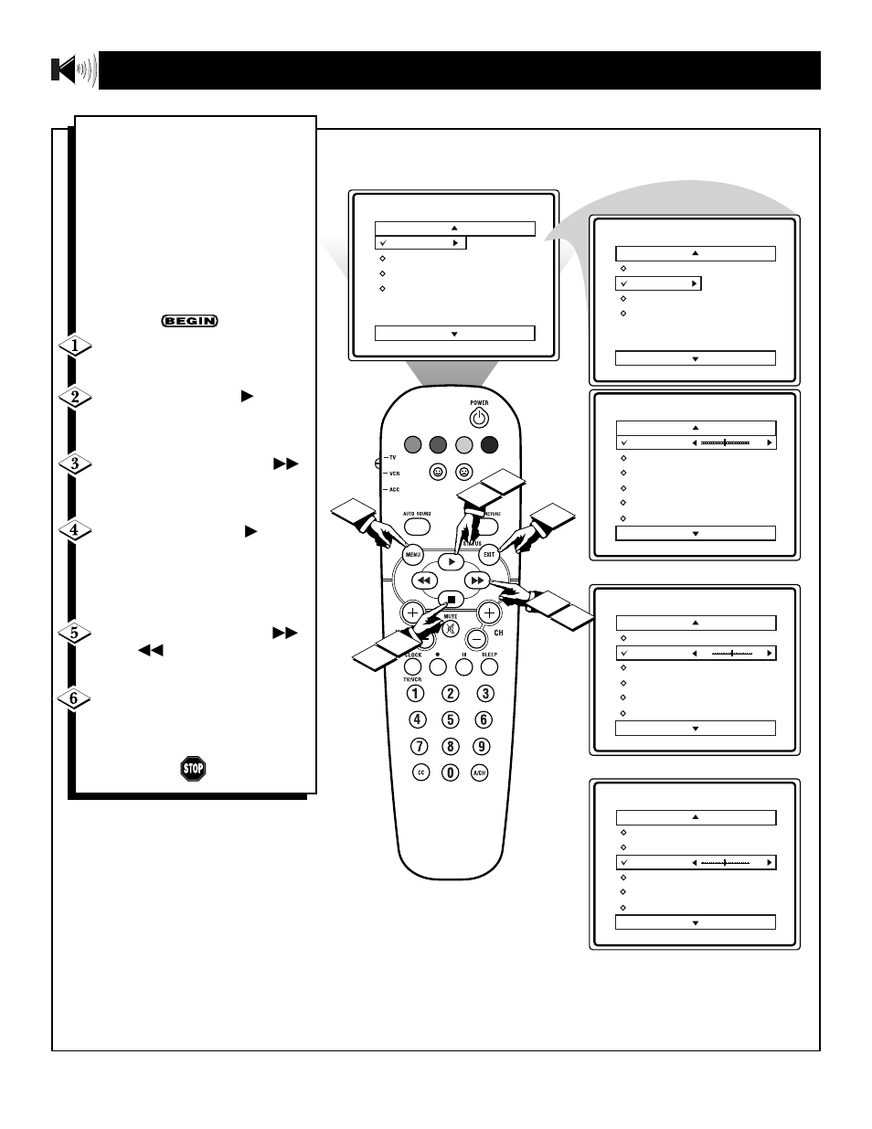 Ow to adjust the, Reble, Alance | Ontrols | Philips XA311 User Manual | Page 8 / 44