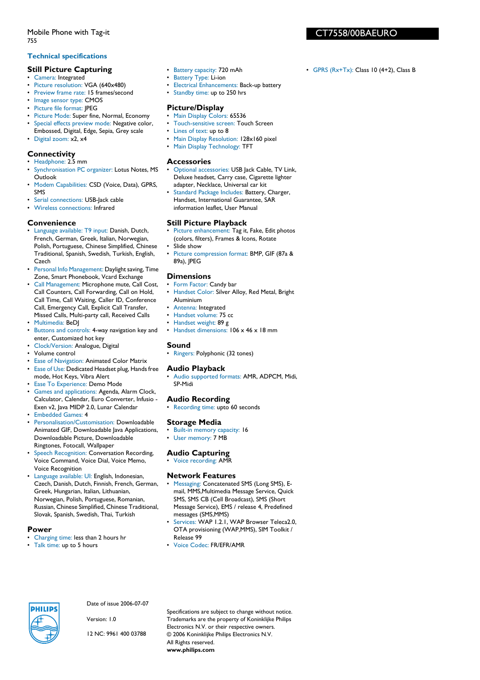 For preview purpose only | Philips CT7558 User Manual | Page 2 / 3
