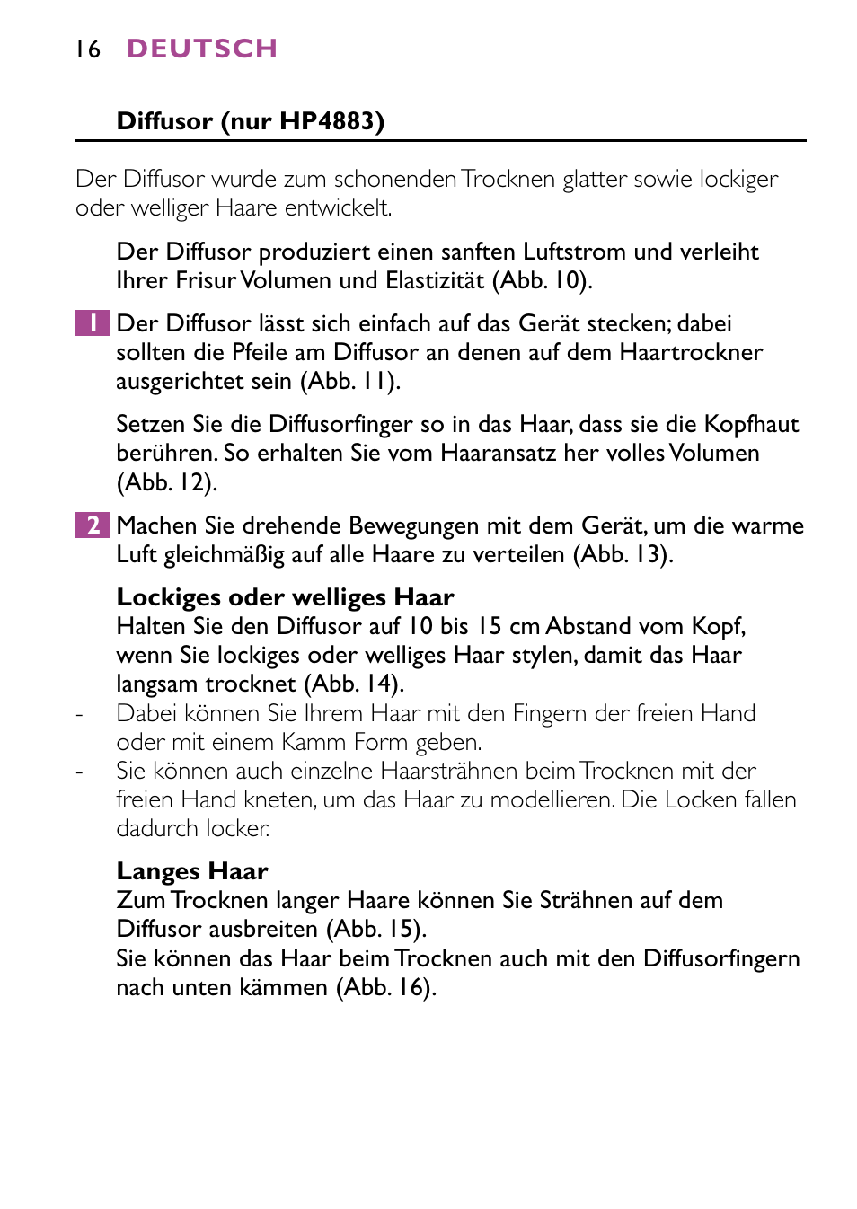 Philips JETSET CONTROL ION HP4882 User Manual | Page 16 / 88