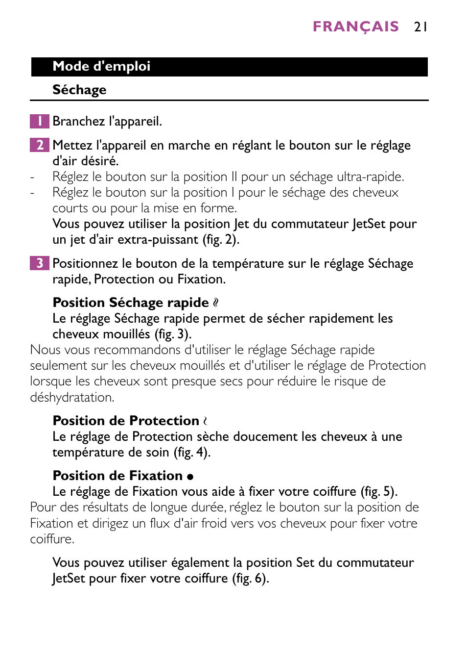 Philips JETSET CONTROL ION HP4882 User Manual | Page 21 / 88