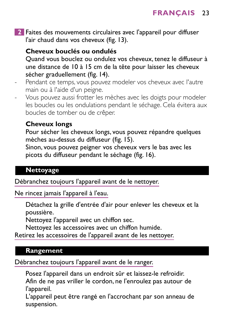 Philips JETSET CONTROL ION HP4882 User Manual | Page 23 / 88