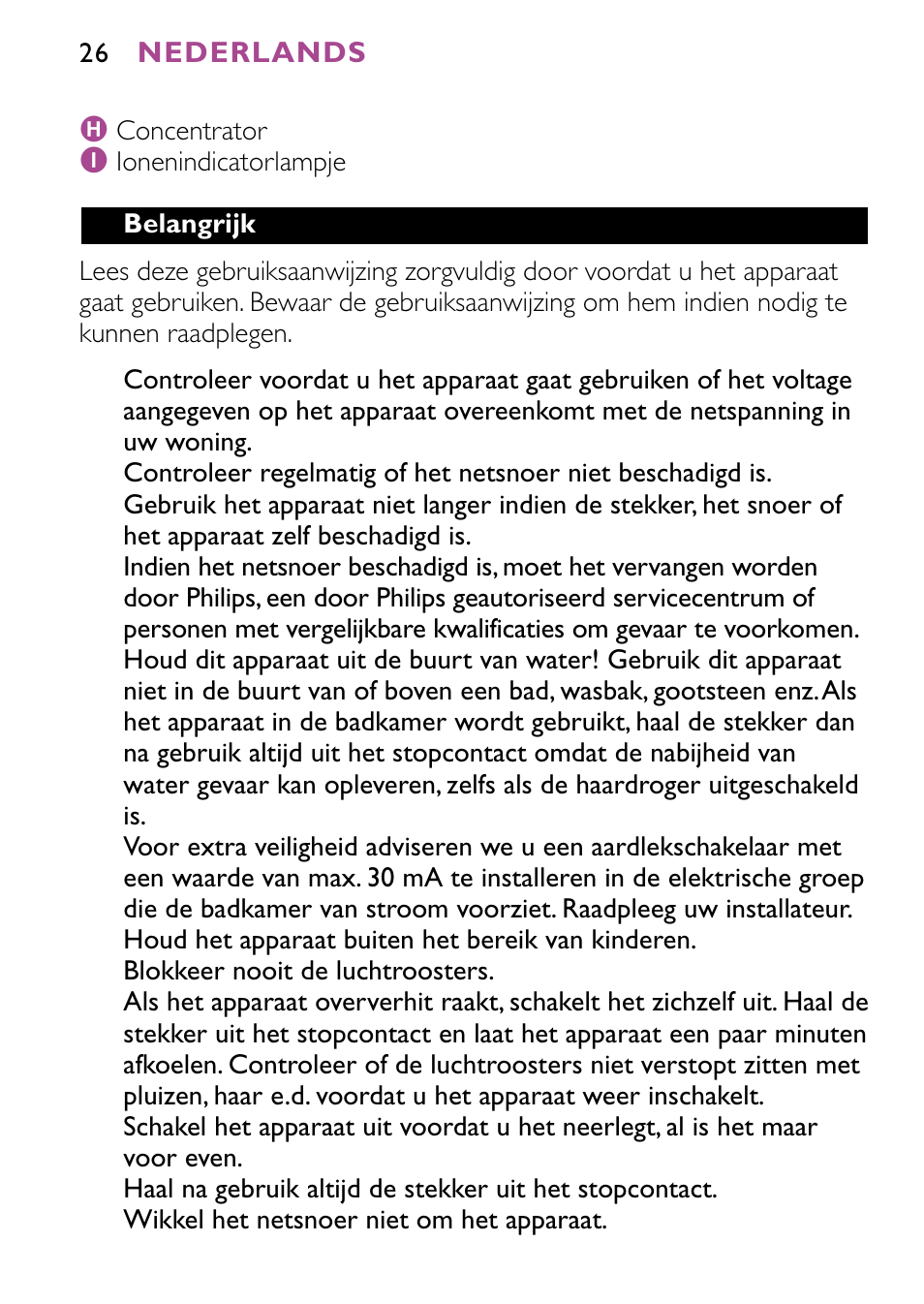 Philips JETSET CONTROL ION HP4882 User Manual | Page 26 / 88