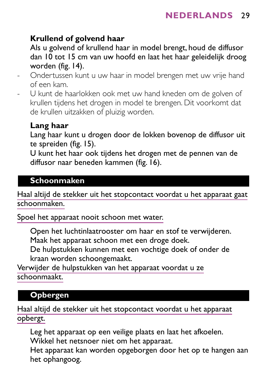 Philips JETSET CONTROL ION HP4882 User Manual | Page 29 / 88