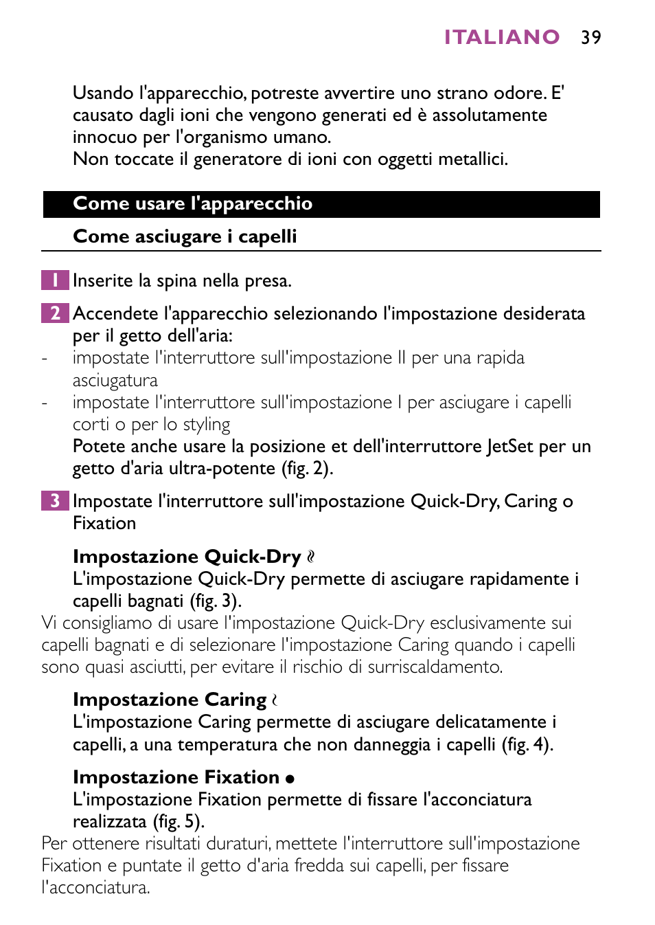 Philips JETSET CONTROL ION HP4882 User Manual | Page 39 / 88