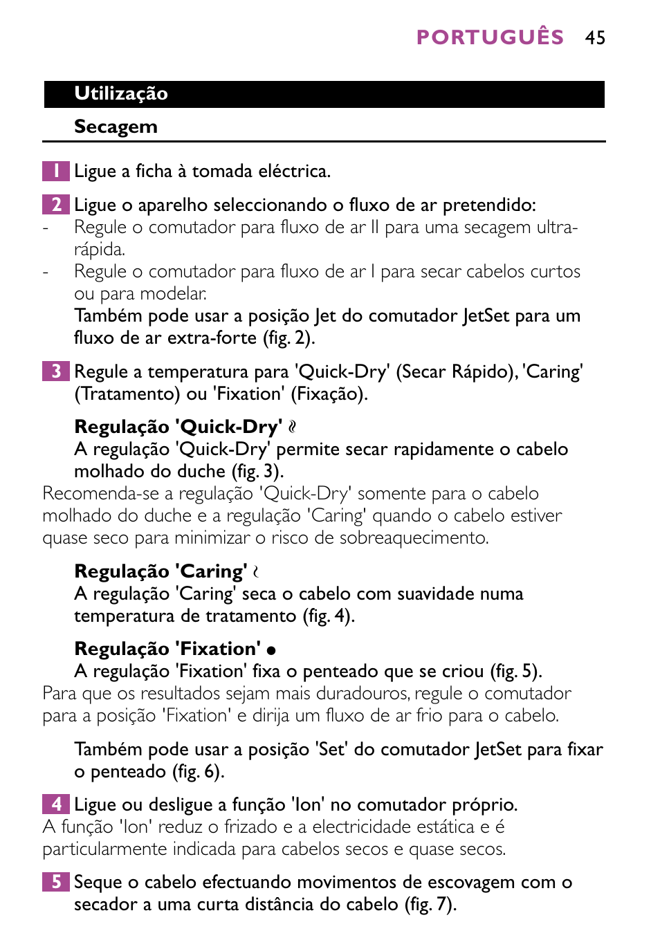 Philips JETSET CONTROL ION HP4882 User Manual | Page 45 / 88