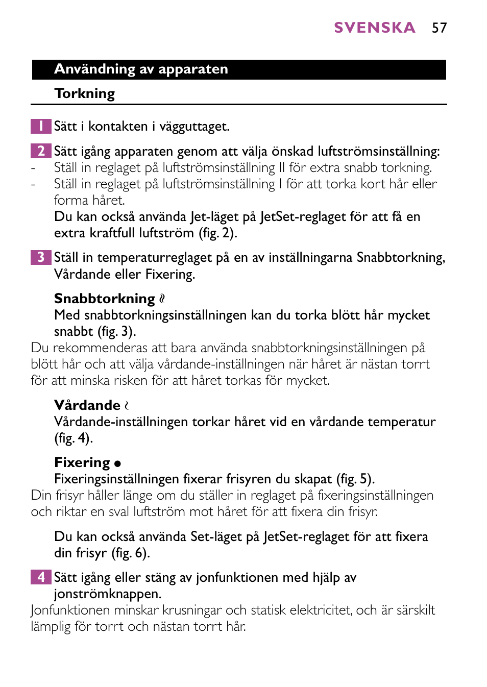 Philips JETSET CONTROL ION HP4882 User Manual | Page 57 / 88