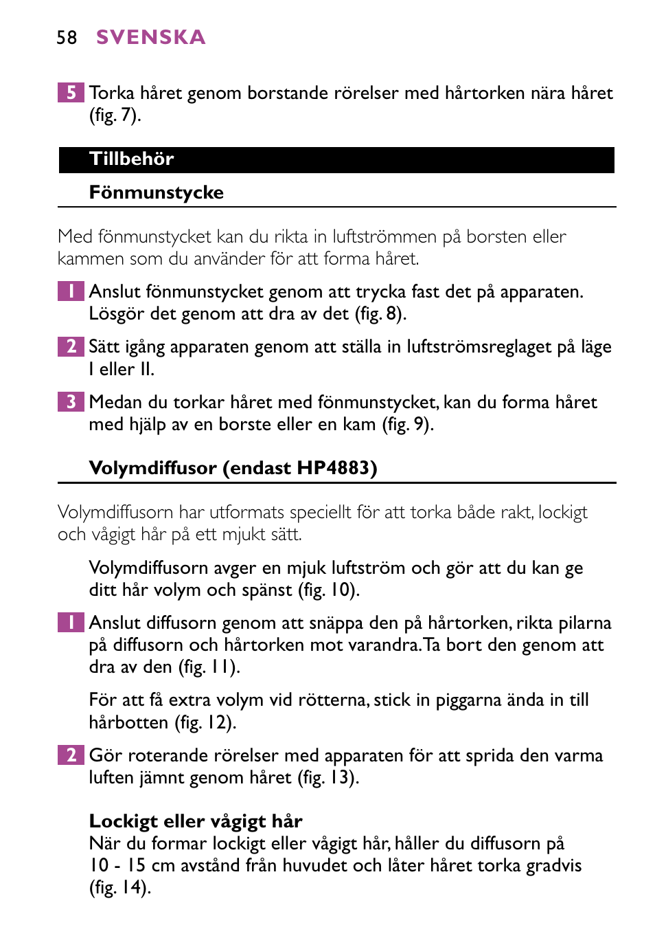 Philips JETSET CONTROL ION HP4882 User Manual | Page 58 / 88