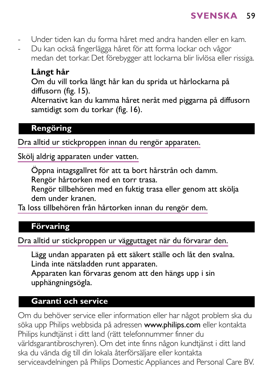 Philips JETSET CONTROL ION HP4882 User Manual | Page 59 / 88