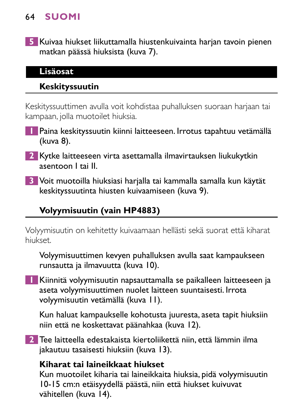 Philips JETSET CONTROL ION HP4882 User Manual | Page 64 / 88