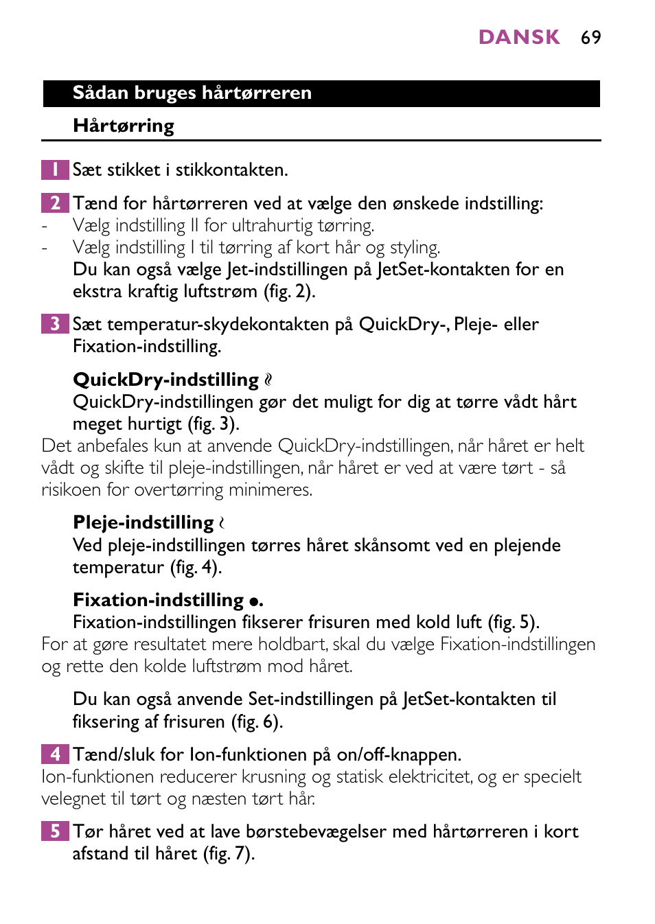 Philips JETSET CONTROL ION HP4882 User Manual | Page 69 / 88