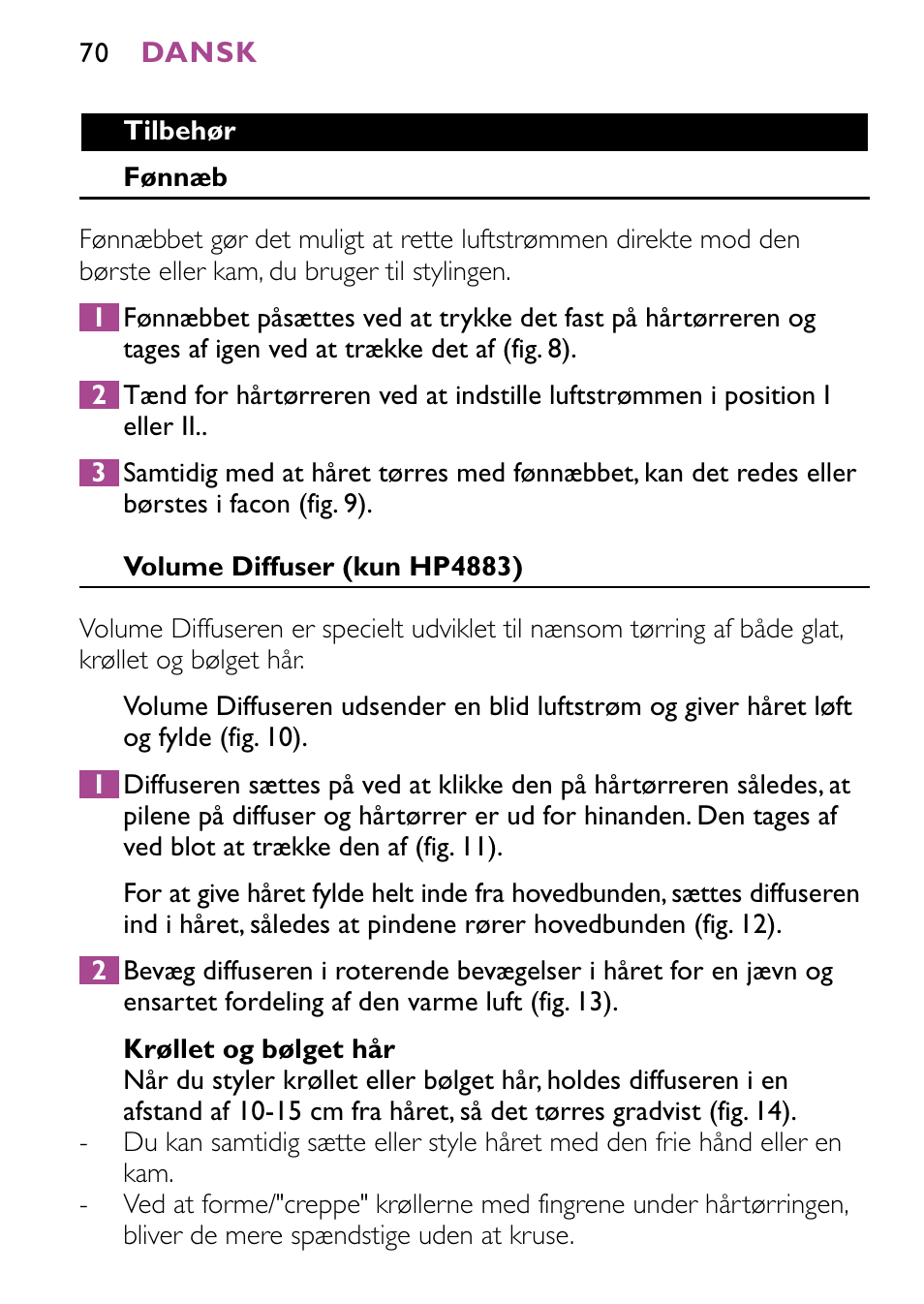 Philips JETSET CONTROL ION HP4882 User Manual | Page 70 / 88