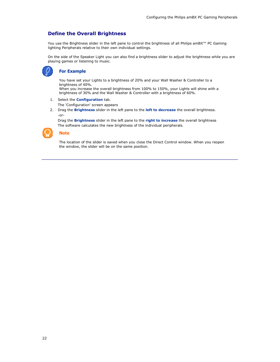 Define the overall brightness | Philips AMBX SGC5101BD User Manual | Page 22 / 44