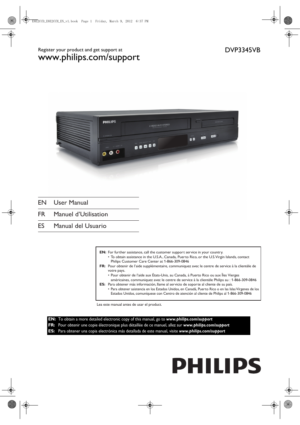 Philips DVP3345VB User Manual | 66 pages