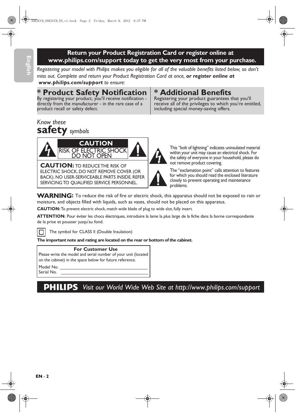 Introduction, Safety, Additional benefits | Product safety notification | Philips DVP3345VB User Manual | Page 2 / 66