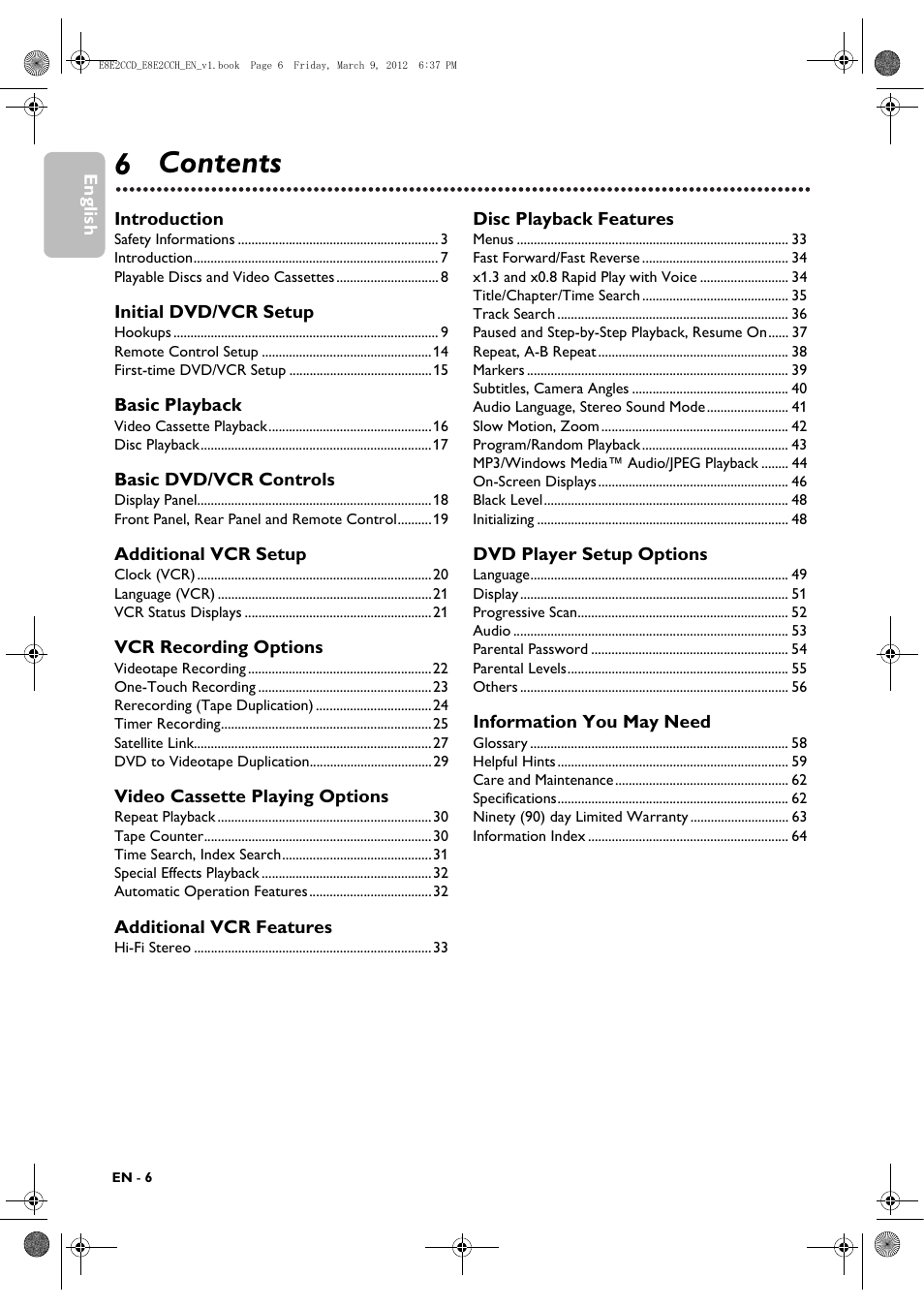 Philips DVP3345VB User Manual | Page 6 / 66