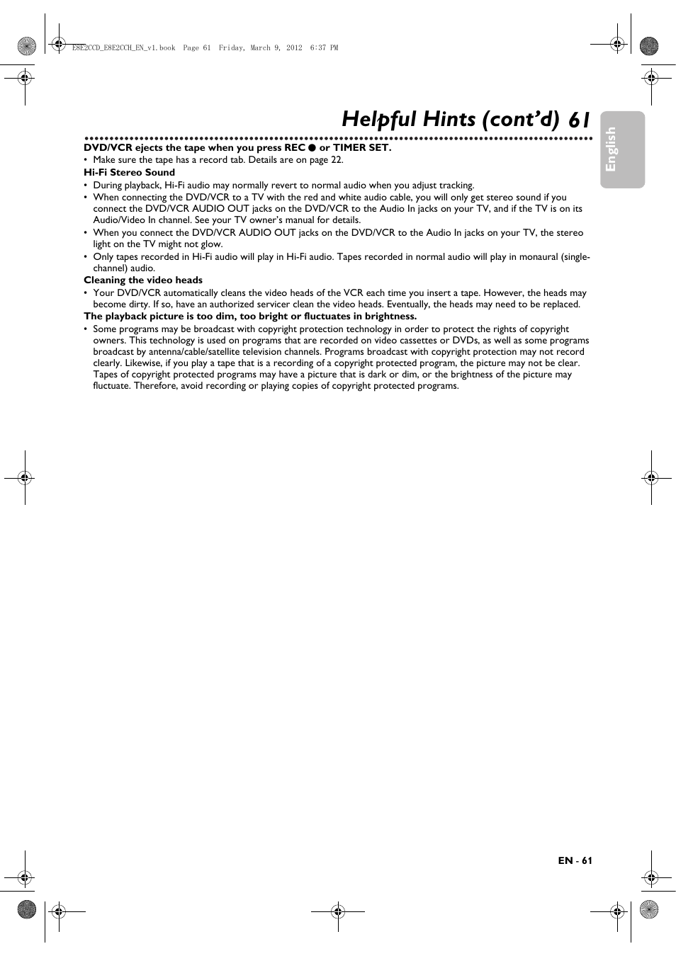 61 helpful hints (cont’d) | Philips DVP3345VB User Manual | Page 61 / 66