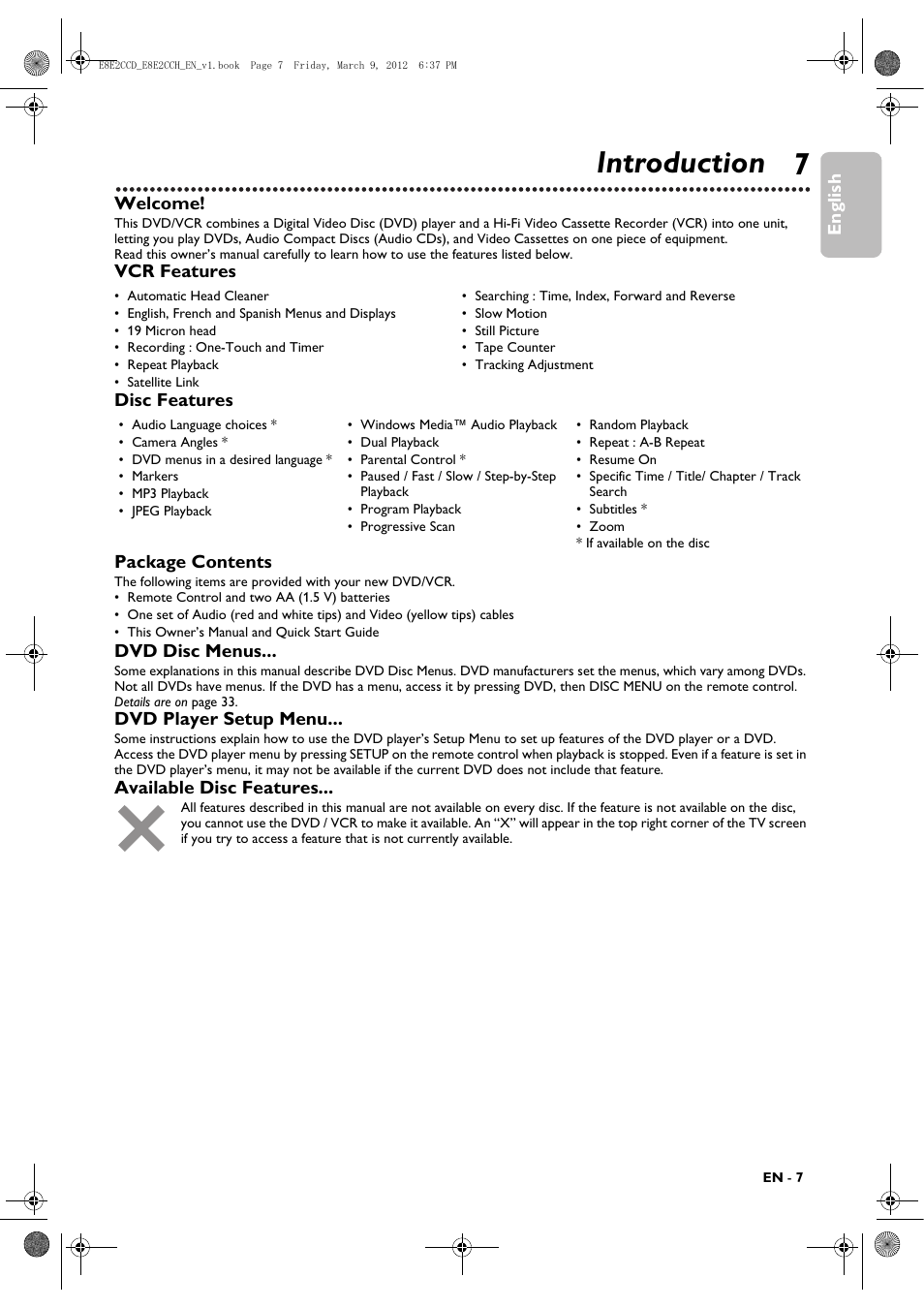 Introduction, 7introduction | Philips DVP3345VB User Manual | Page 7 / 66