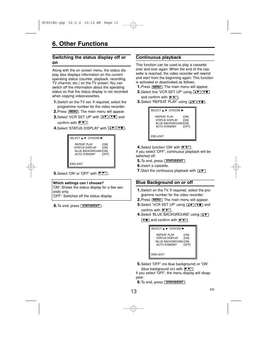 Other functions | Philips VR530/07 User Manual | Page 13 / 16