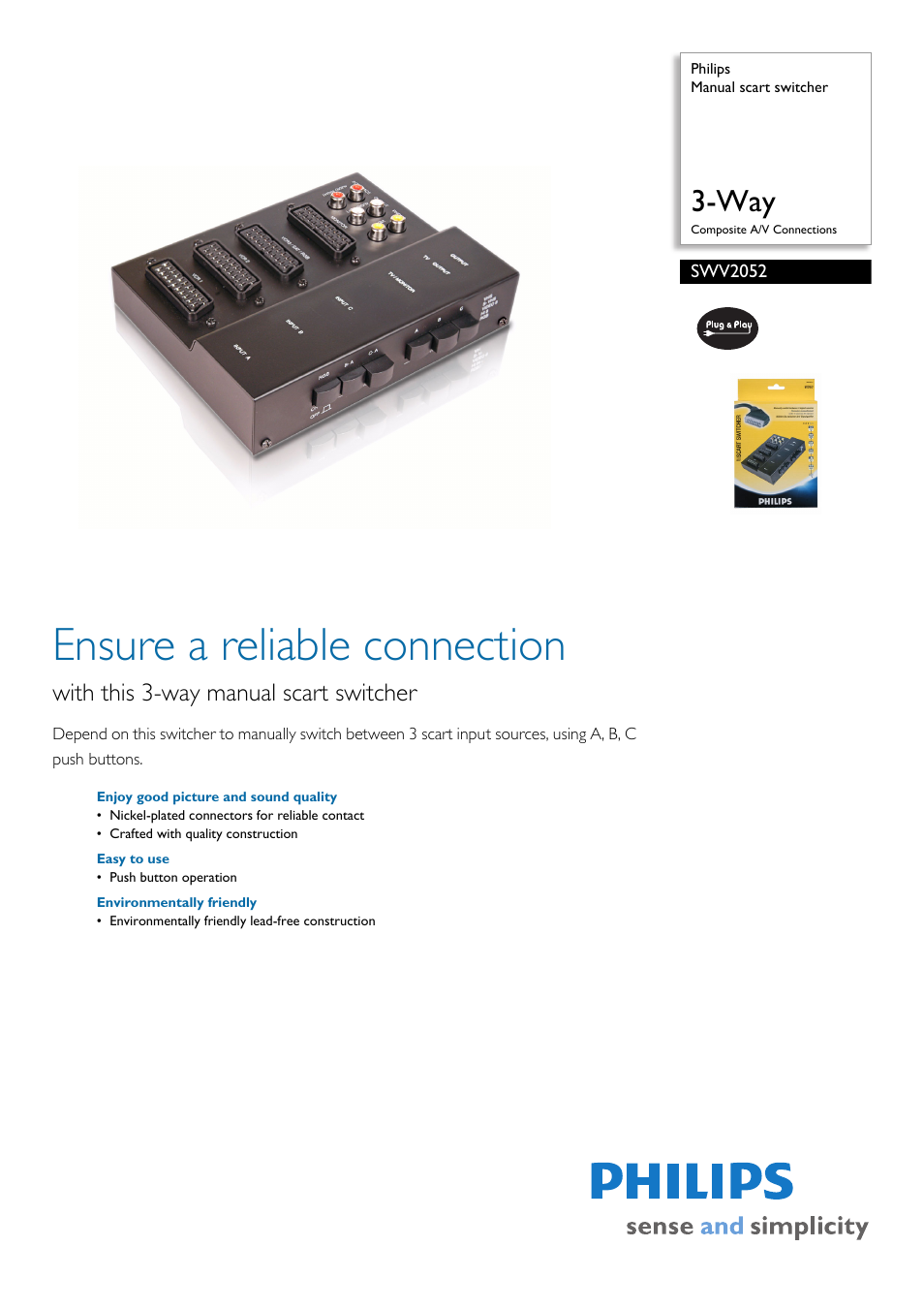 Philips SWV2052/10 User Manual | 2 pages