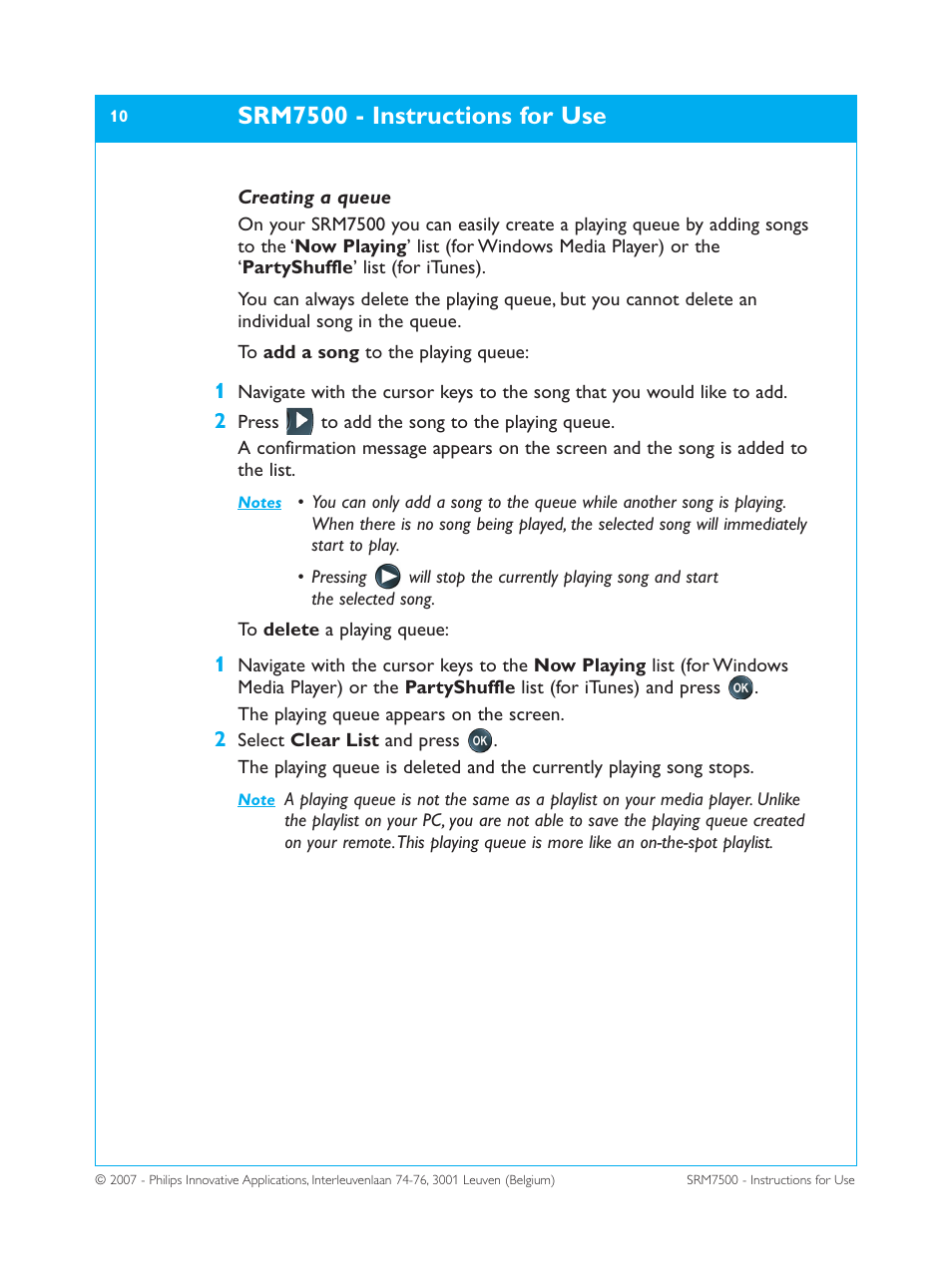 Srm7500 - instructions for use | Philips SRM7500 User Manual | Page 10 / 33