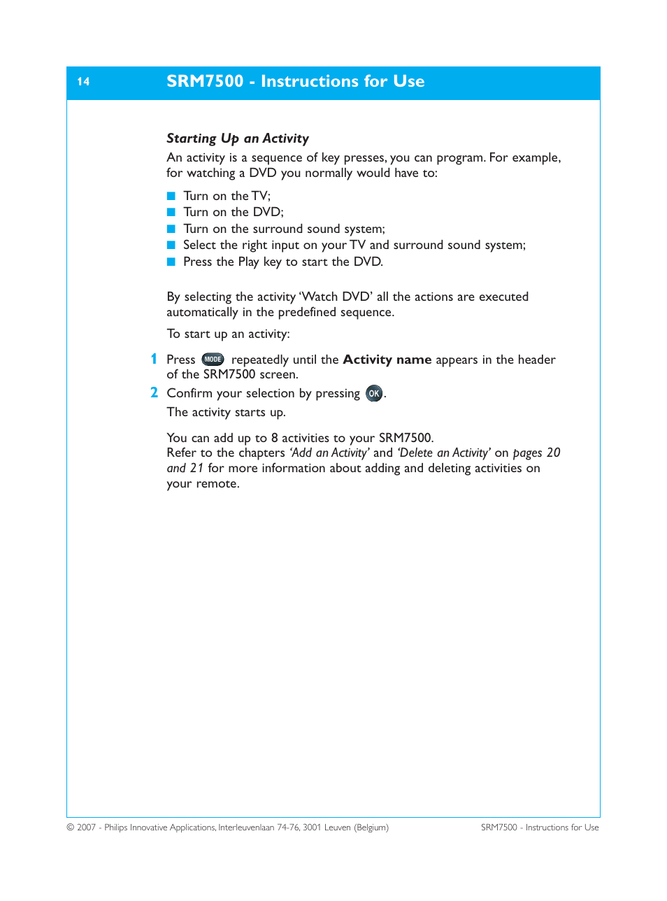 Srm7500 - instructions for use | Philips SRM7500 User Manual | Page 14 / 33