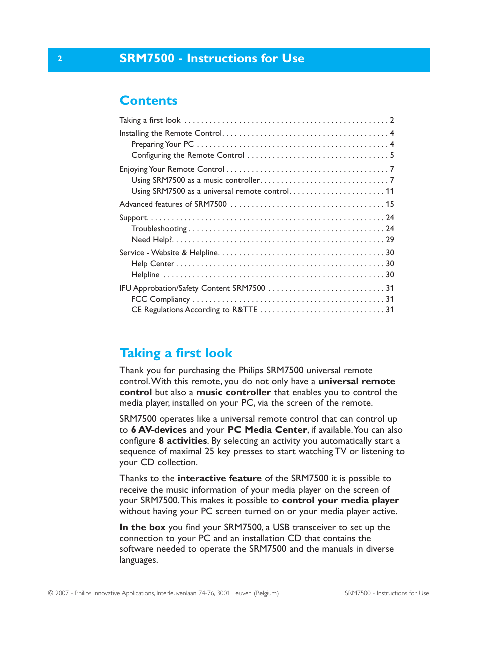 Philips SRM7500 User Manual | Page 2 / 33