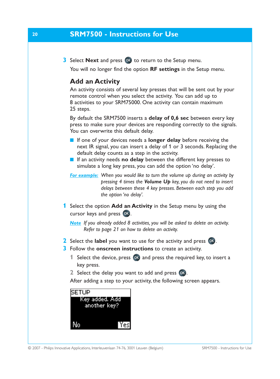 Srm7500 - instructions for use, Add an activity | Philips SRM7500 User Manual | Page 20 / 33