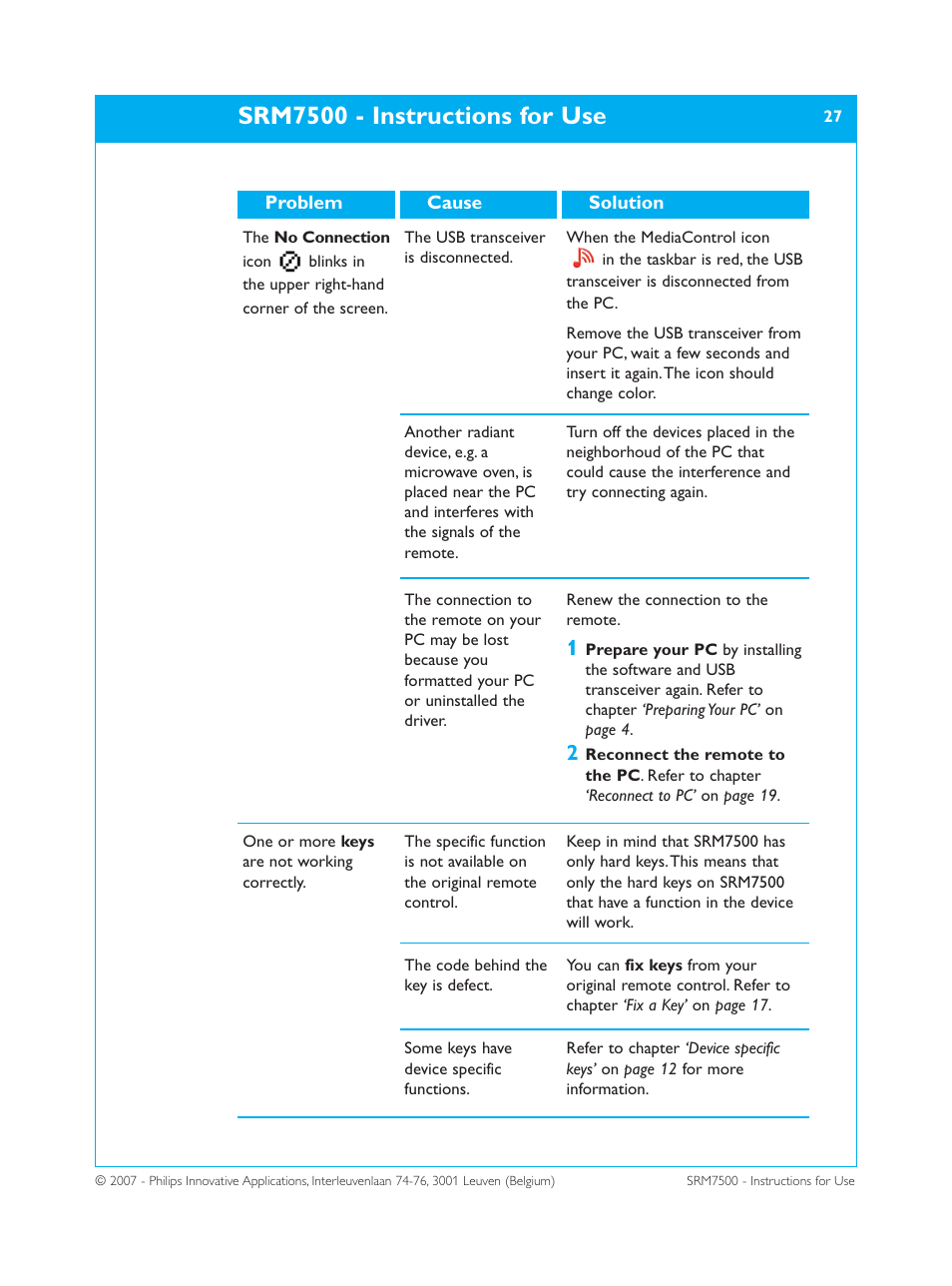 Srm7500 - instructions for use | Philips SRM7500 User Manual | Page 27 / 33