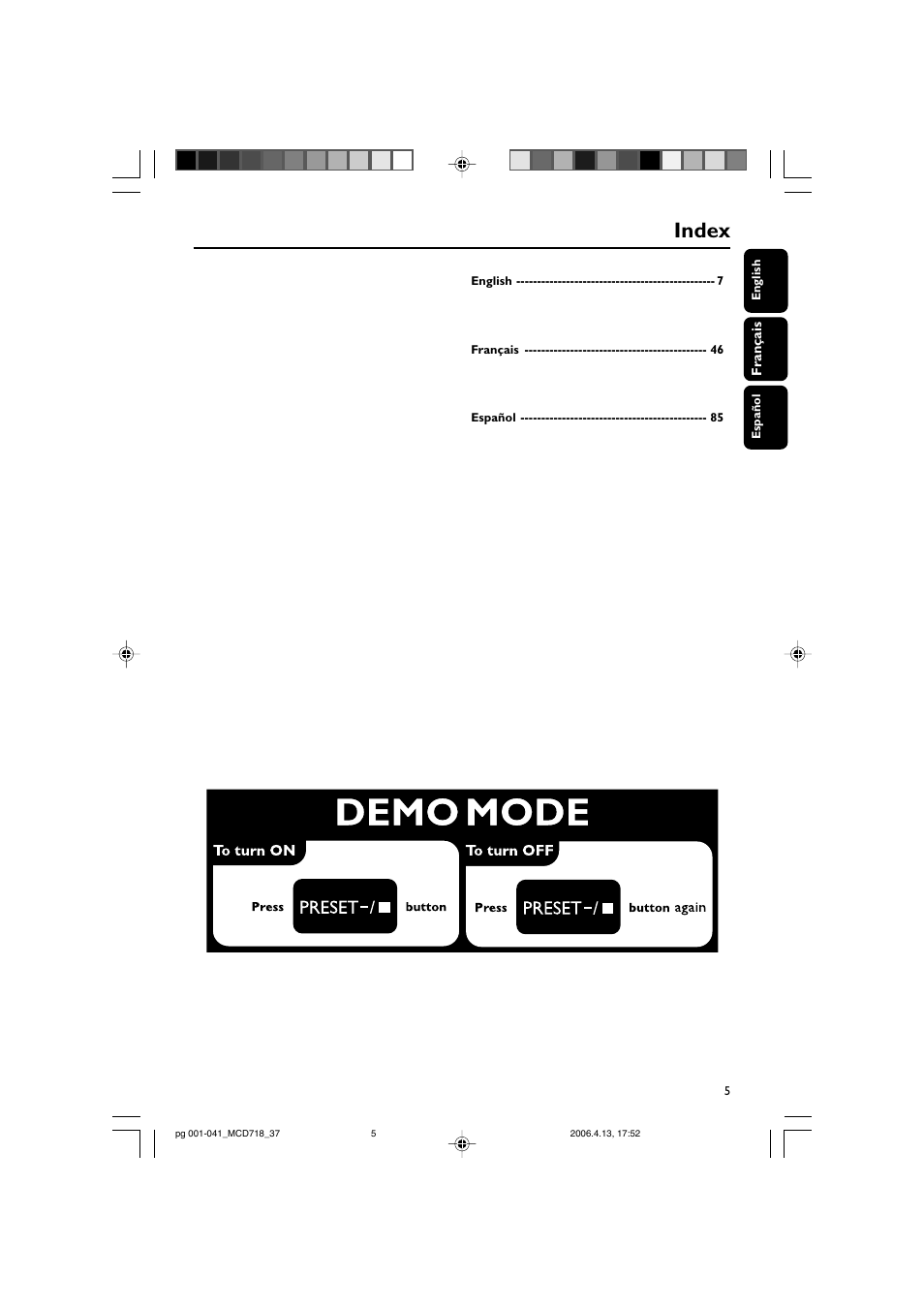 Index | Philips DVD Micro Theatre MCD718 User Manual | Page 5 / 43