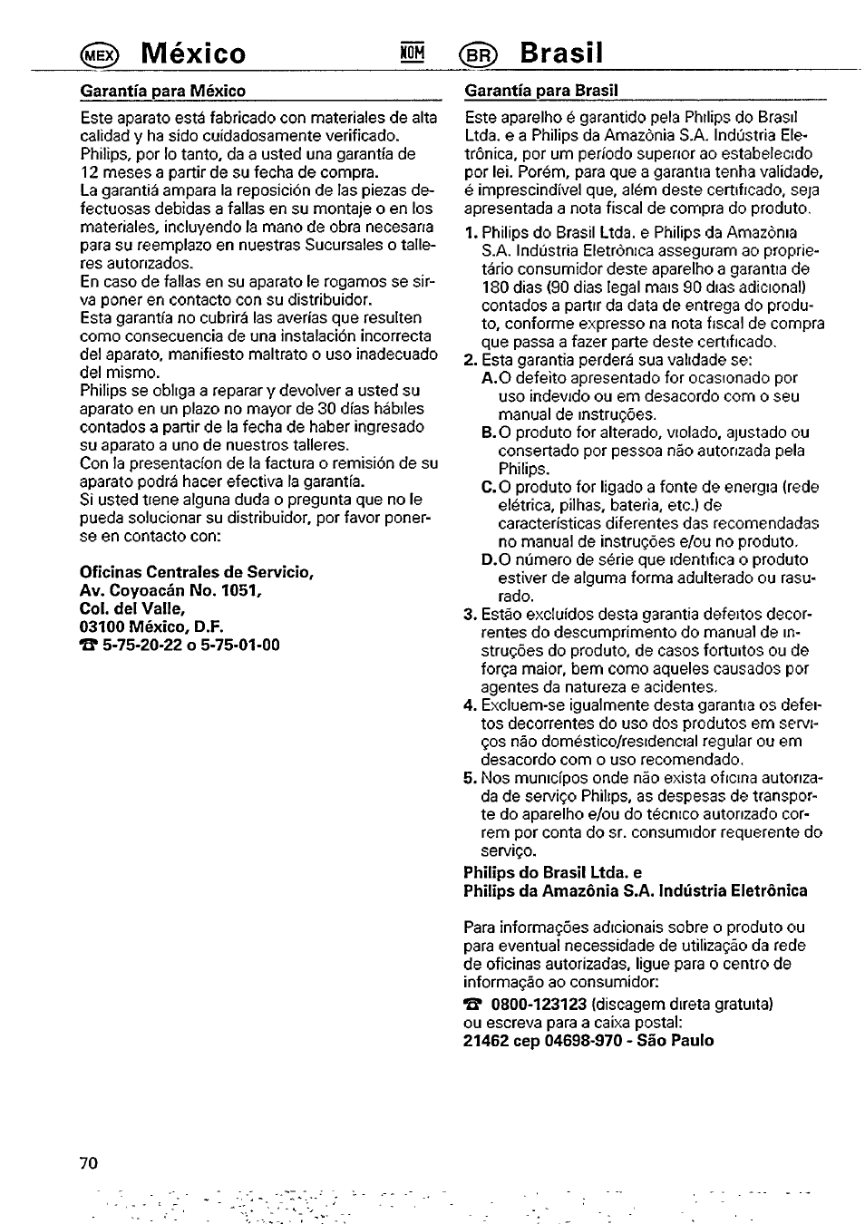 México !ём (br) brasil | Philips AJ3840/00M User Manual | Page 11 / 15
