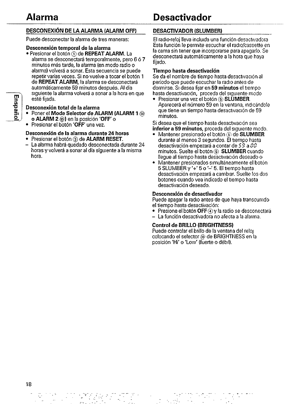 Alarma desactivador | Philips AJ3840/00M User Manual | Page 7 / 15