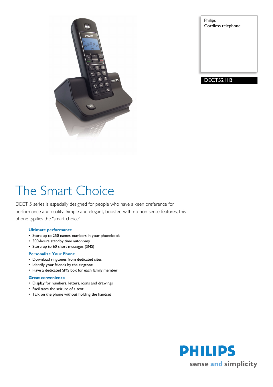 Philips DECT5211B User Manual | 2 pages