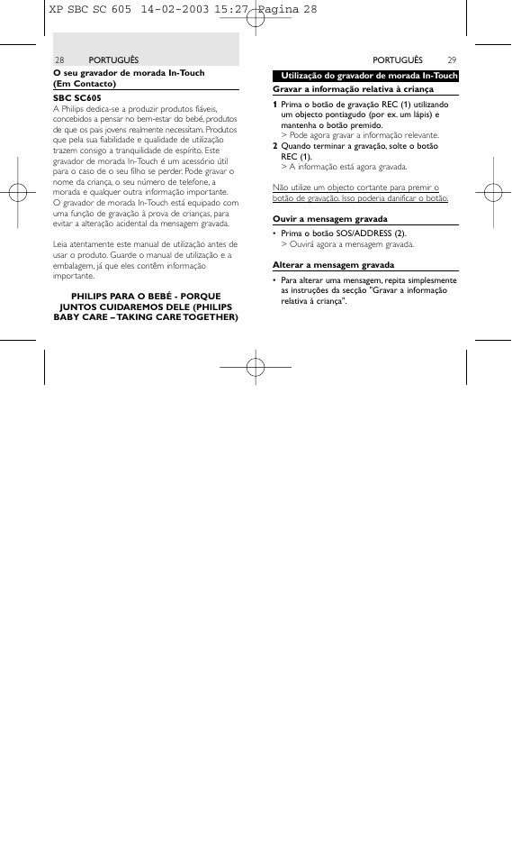 Philips 1IN-TOUCH ADDRESS RECORDER SBC SC605 User Manual | Page 15 / 30