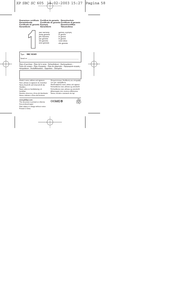 Philips 1IN-TOUCH ADDRESS RECORDER SBC SC605 User Manual | Page 30 / 30