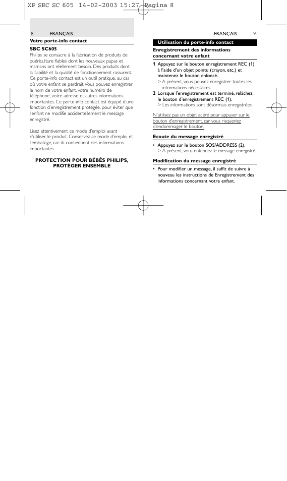 Philips 1IN-TOUCH ADDRESS RECORDER SBC SC605 User Manual | Page 5 / 30