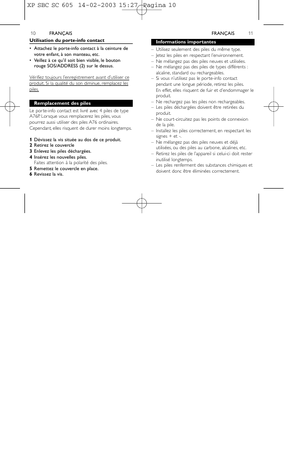 Philips 1IN-TOUCH ADDRESS RECORDER SBC SC605 User Manual | Page 6 / 30