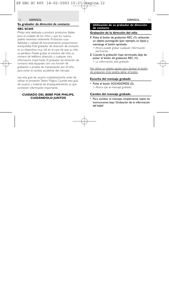 Philips 1IN-TOUCH ADDRESS RECORDER SBC SC605 User Manual | Page 7 / 30