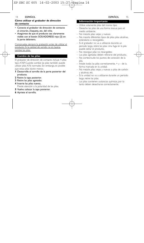 Philips 1IN-TOUCH ADDRESS RECORDER SBC SC605 User Manual | Page 8 / 30