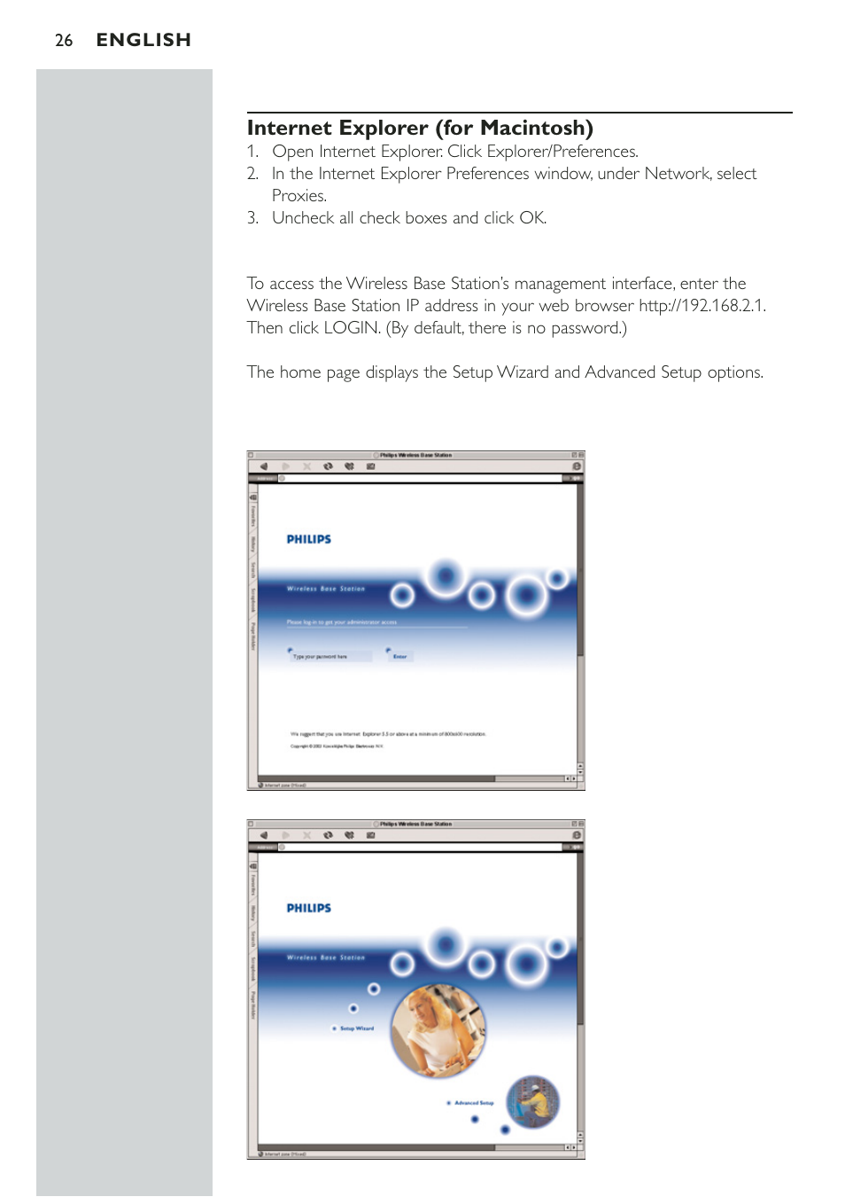 Internet explorer for macintosh | Philips CPWBS001 User Manual | Page 26 / 64