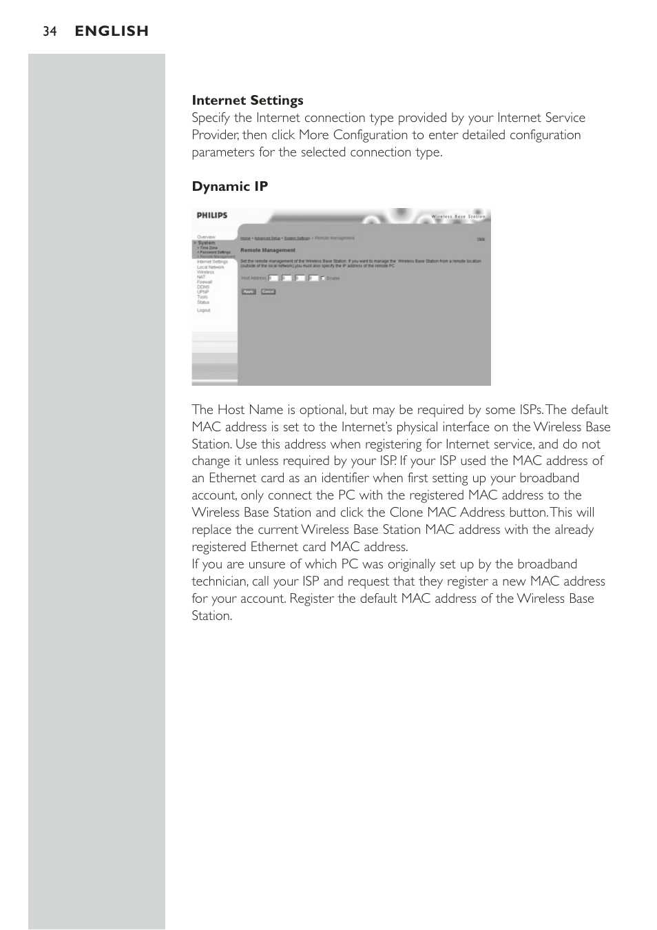 Internet settings | Philips CPWBS001 User Manual | Page 34 / 64